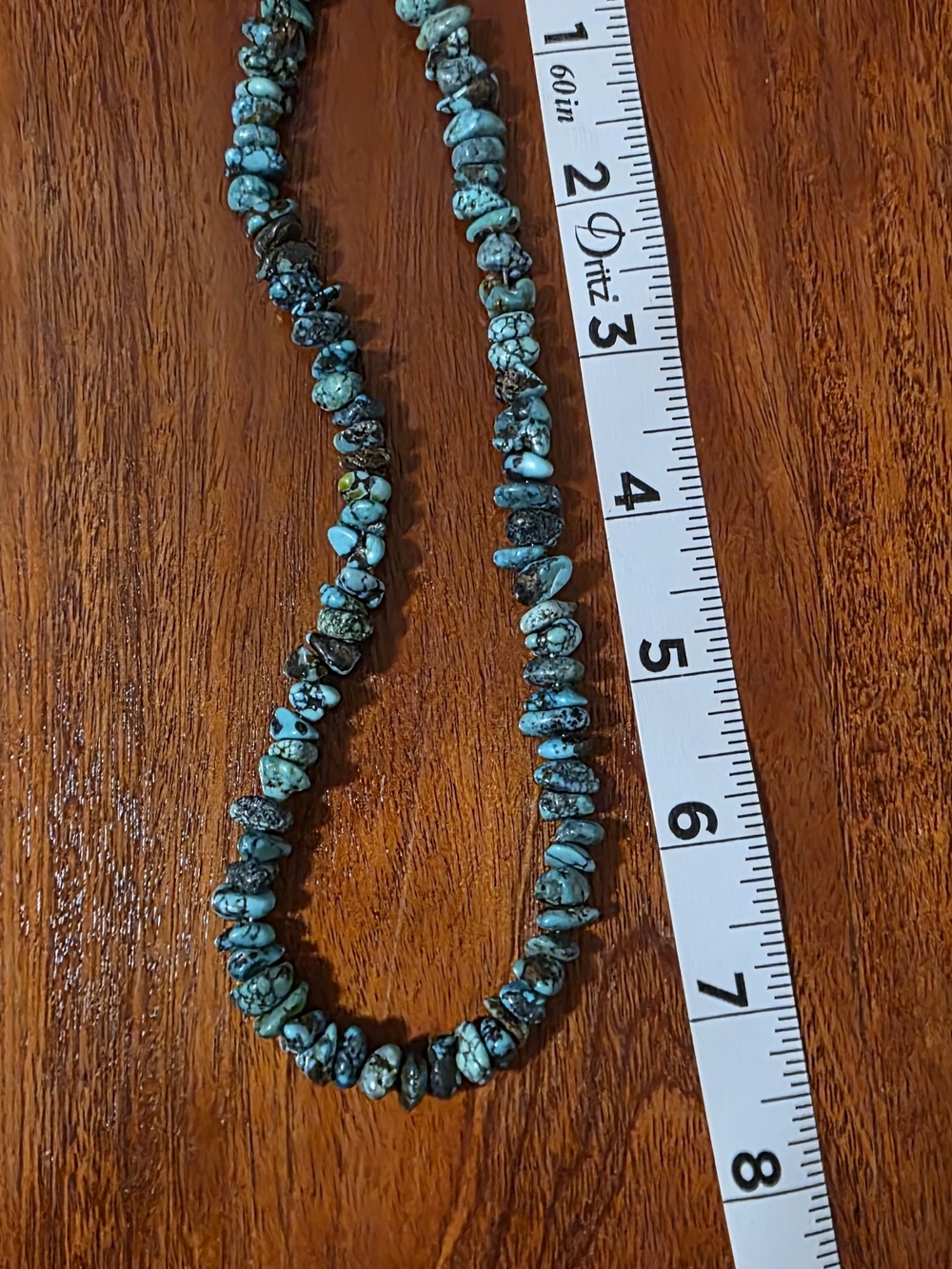 Turquoise Chip Bead Necklace - Blue Green Turquoise
